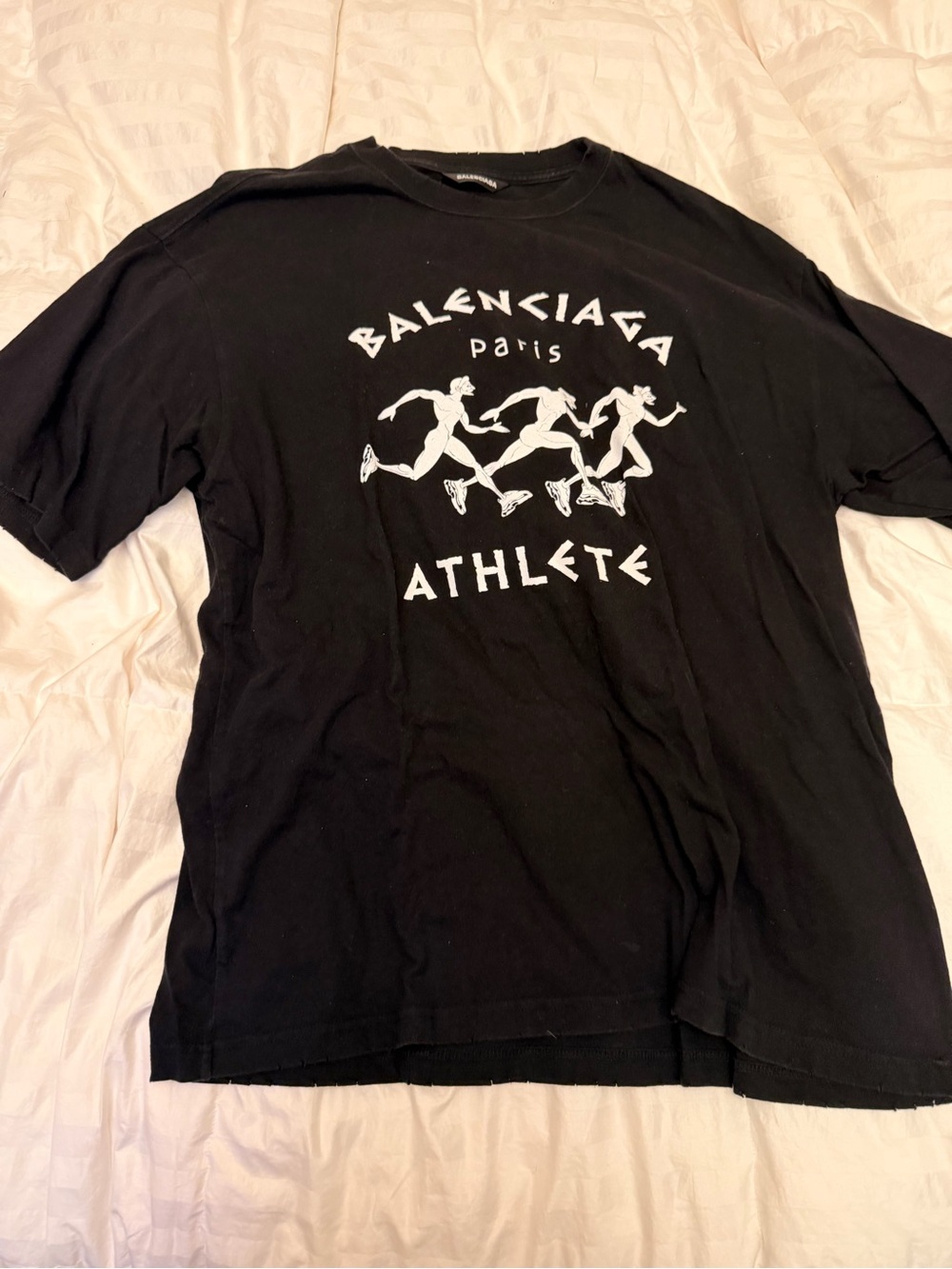 Balenciaga Black Tee with White Athlete Graphic
